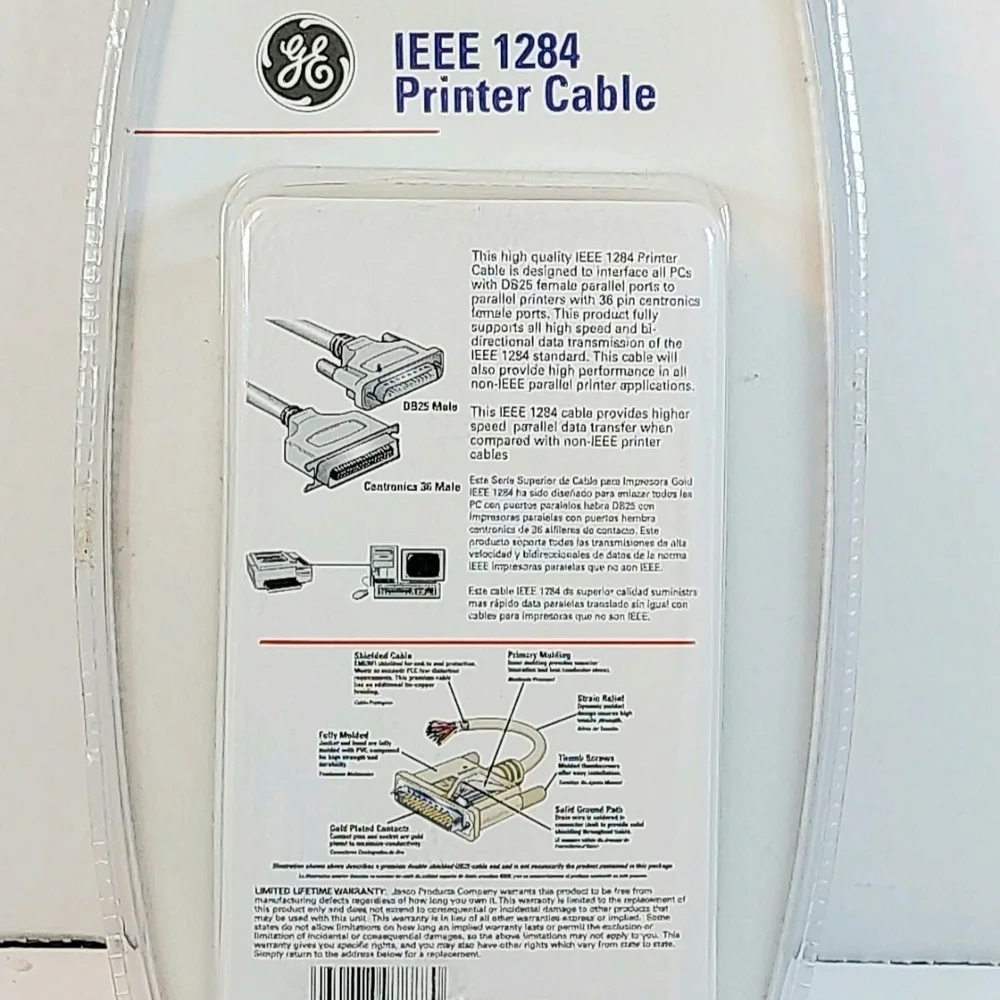GE 10ft IEEE 1284 Printer Cable - White